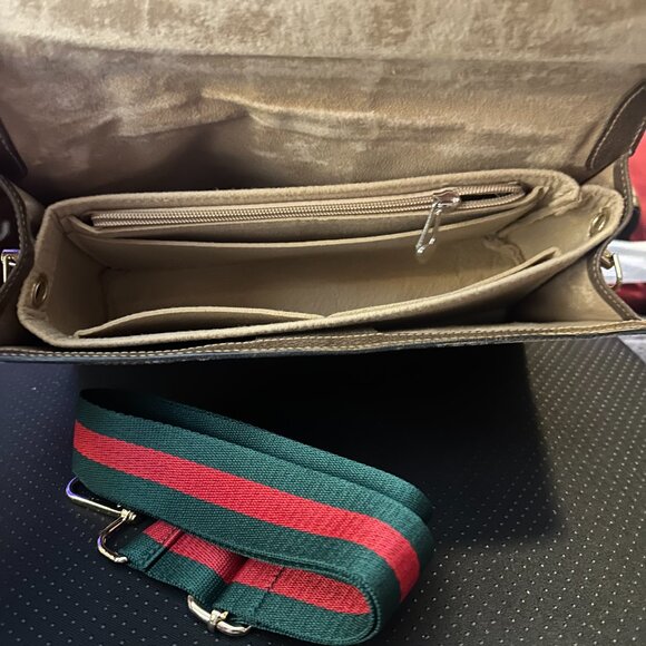 Gucci Vintage Sherry Line Red/gGreen Web Converted Clutch bag . - Picture 7 of 13